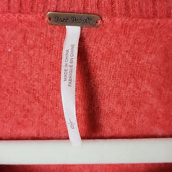 Women's Free People 100% cashmere orange sweater size large - Picture 6 of 9